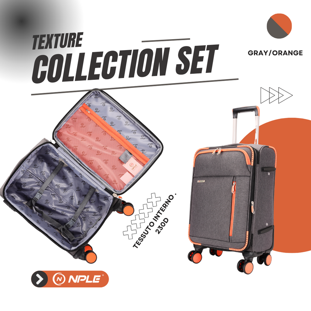 BAGAGLIO A MANO TESSUTO TEXTURE COLLECTION GREY/ORANGE