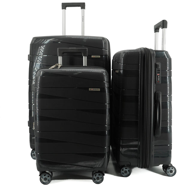 SET OF 3 SUITCASES S+M+L BLACK