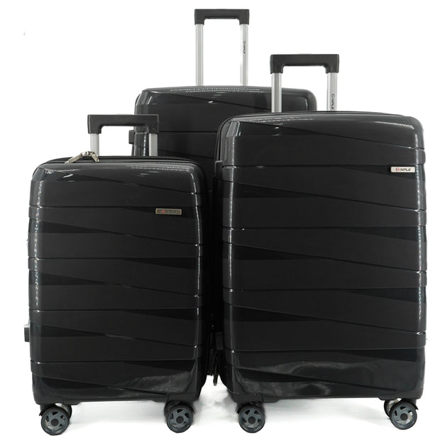 SET OF 3 SUITCASES S+M+L BLACK