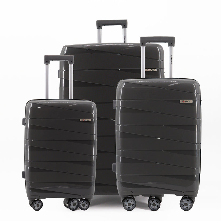 SET OF 3 SUITCASES S+M+L BLACK
