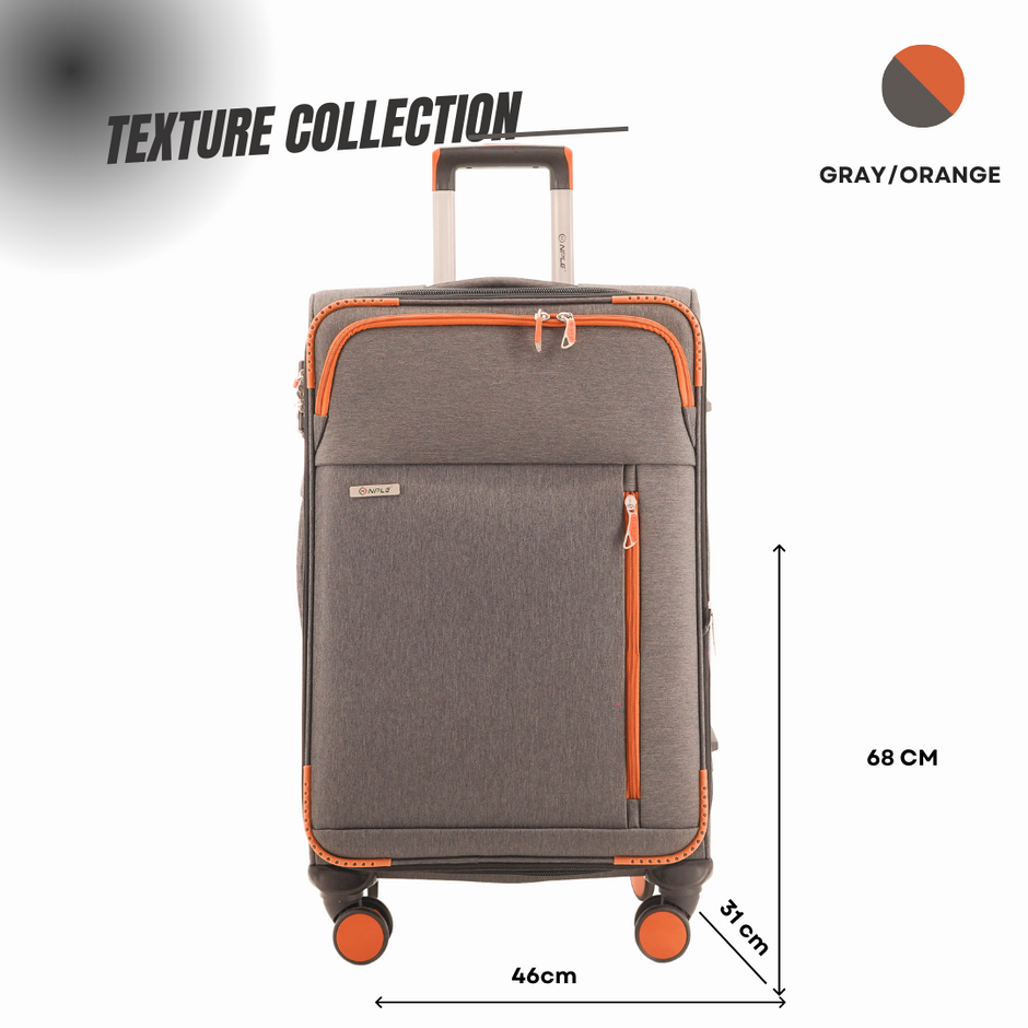 VALIGIA DA STIVA M TESSUTO TEXTURE COLLECTION GREY/ORANGE
