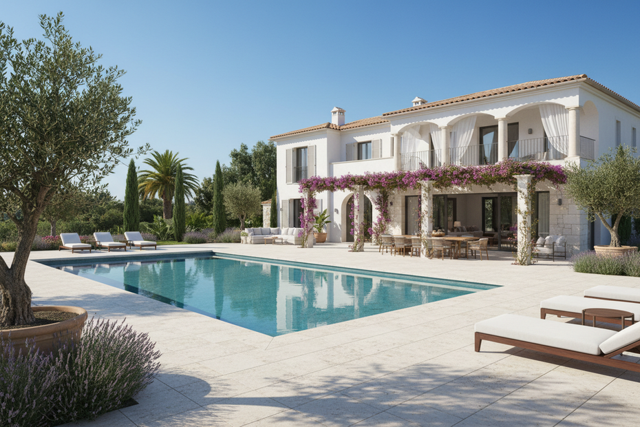 soltanto la piscina e la casa senza borse e valigie